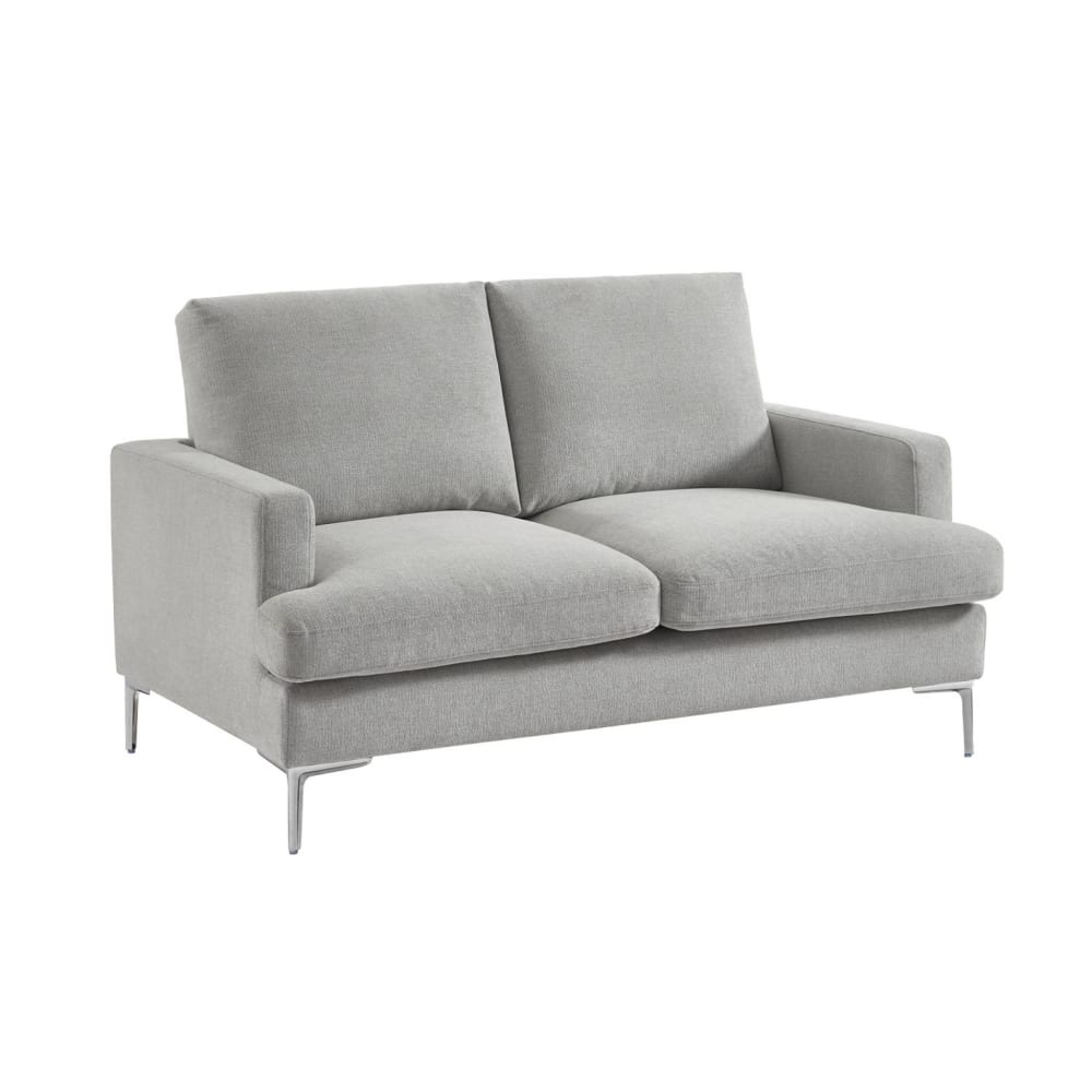 sweeek 2-Sitzer-Sofa mit hellgrauem Stoffbezug style classic chic - Holz