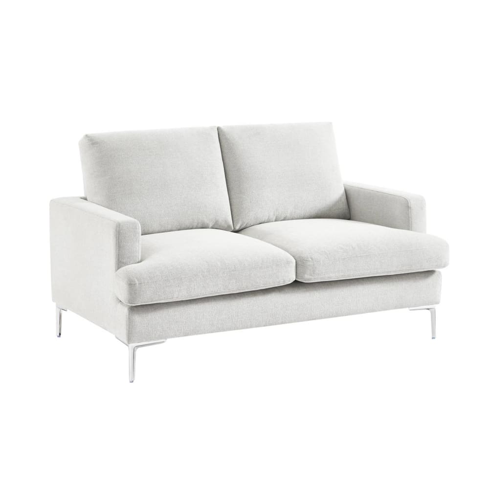 Canapé 2 places tissu blanc cassé