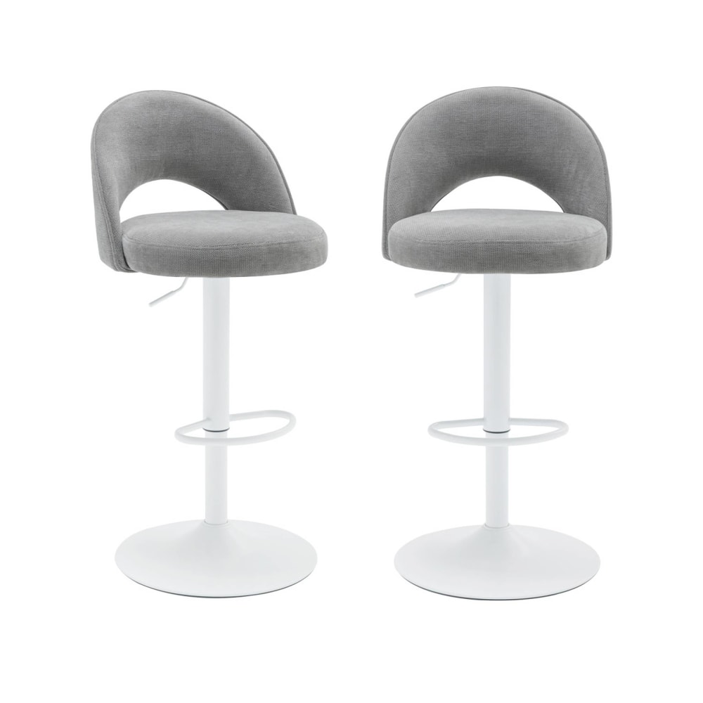 Tabouret de bar ajustable métal et tissu gris clair (lot de 2)