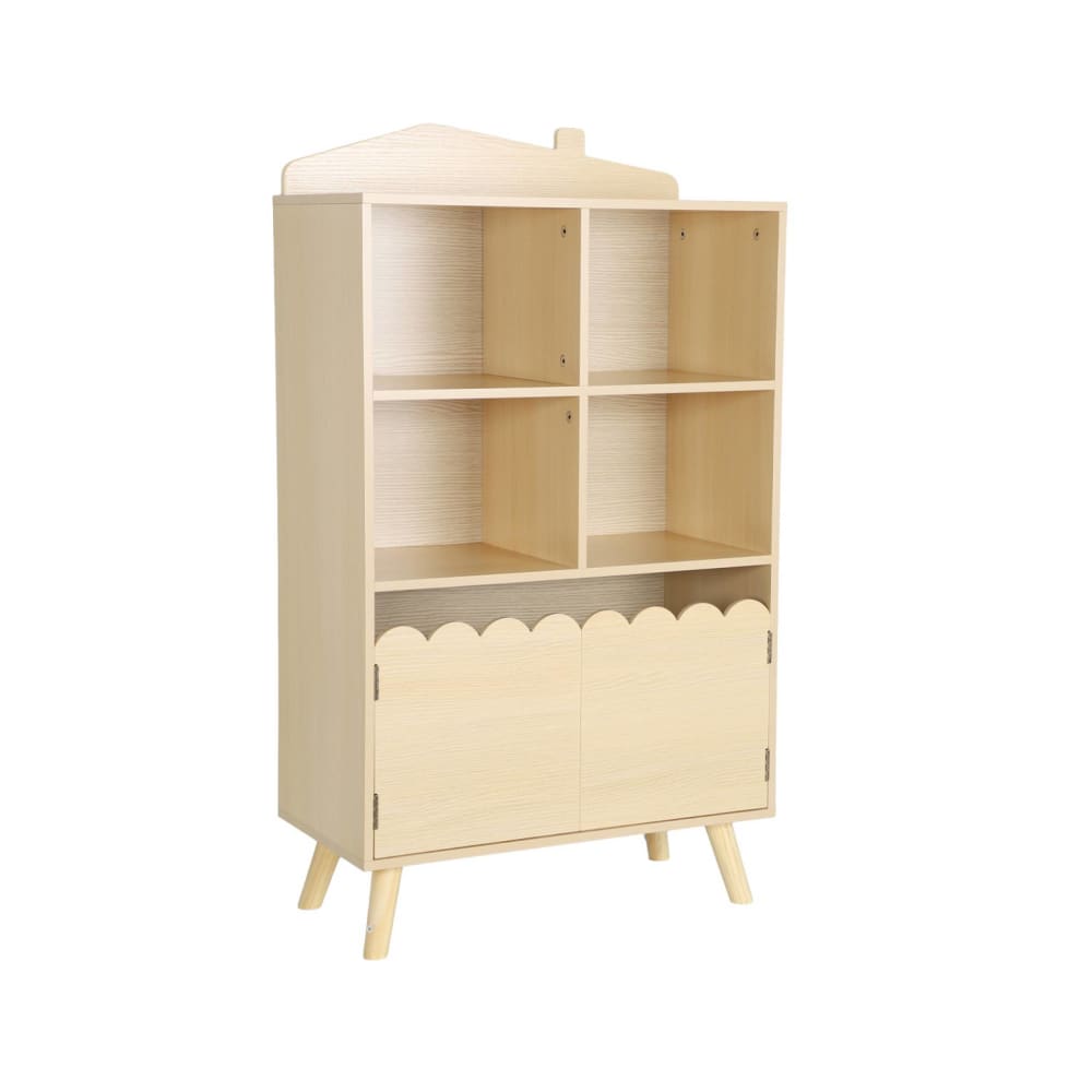 Bibliothèque enfant naturelle 2 portes et 4 étagères