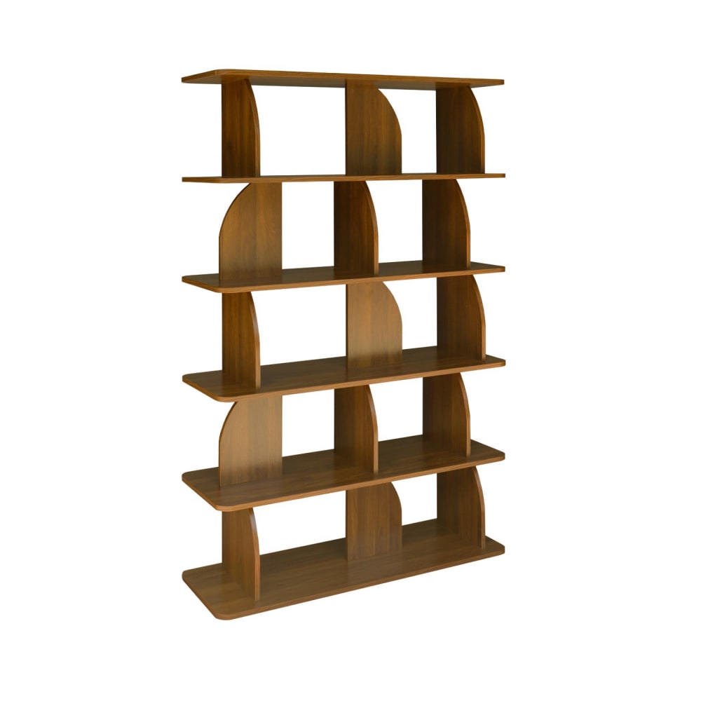 sweeek Regal, Bücherregal Holzdekor Nussbaum 5 Fächer style exotic Braun Holz