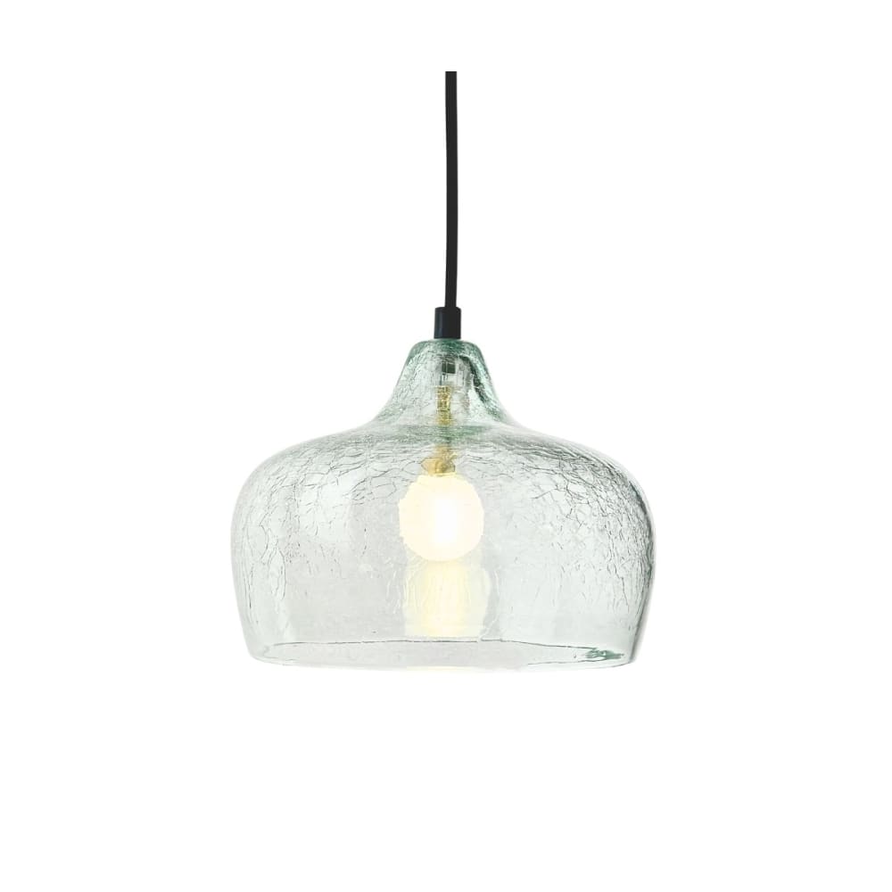 Suspension en verre soufflé craquelé clair, D.21cm