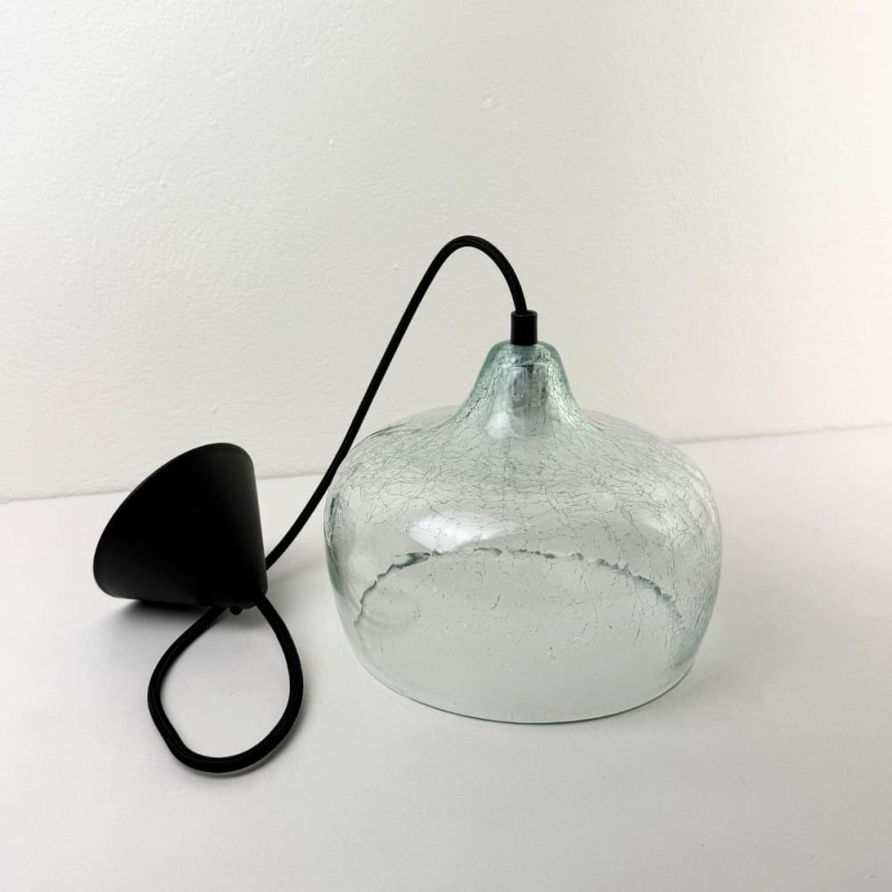 Suspension en verre soufflé craquelé clair, d.21cm — vue 4
