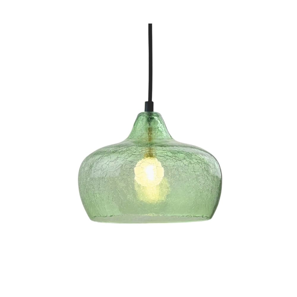 Suspension en verre craquelé jade vert D.21cm