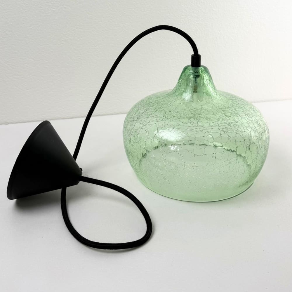 Suspension en verre craquelé jade vert D.21cm — vue 4