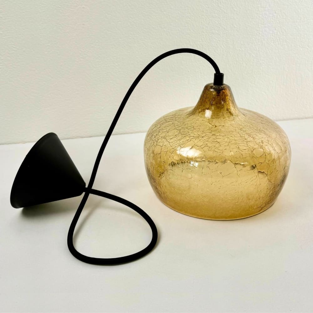 Suspension en verre craquelé ambre, d.21cm — vue 4