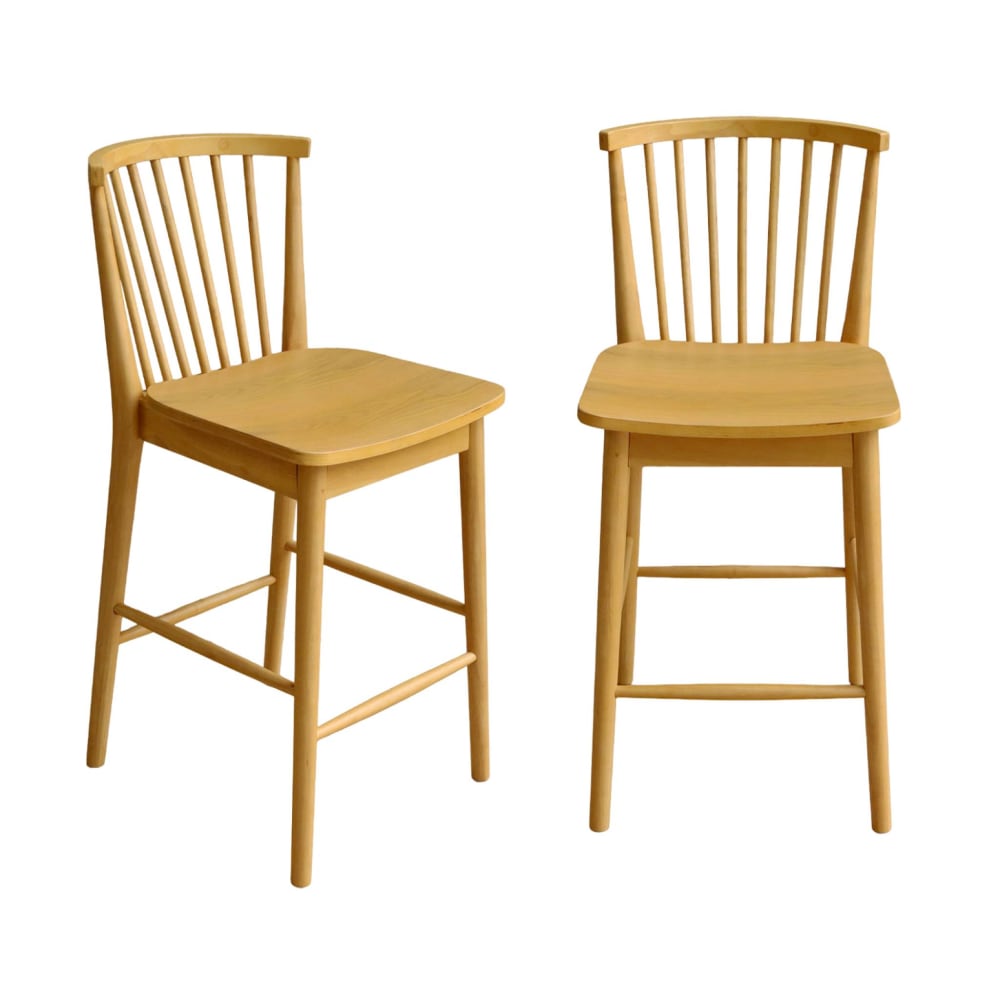 Tabouret de bar à barreaux bois d'hévéa et contreplaqué naturel (lot