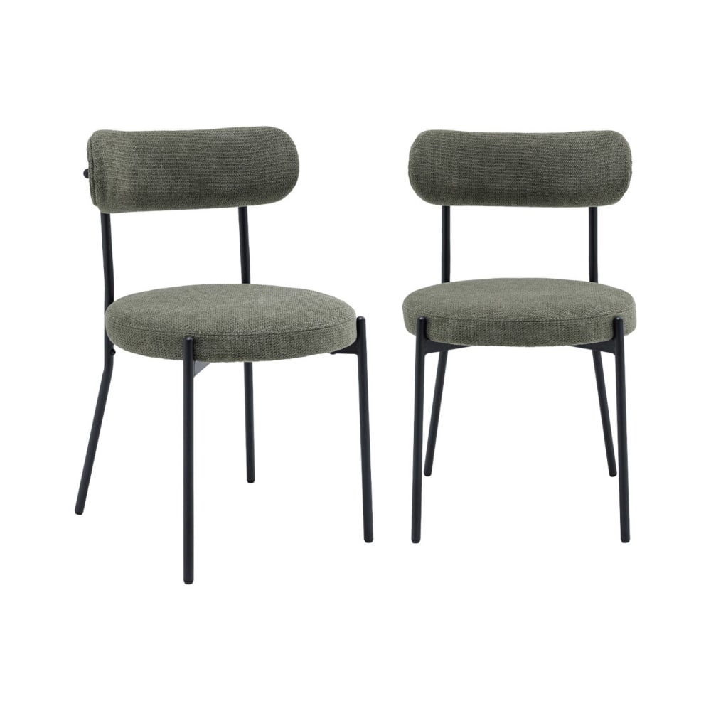 2er-Set Metallstühle mit grünem Chenille-Bezug - Maisons Du Monde