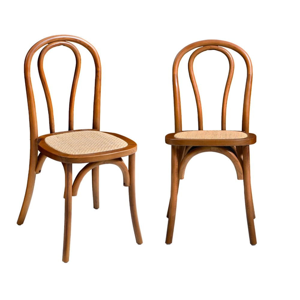 Chaise en bois et rotin - noyer