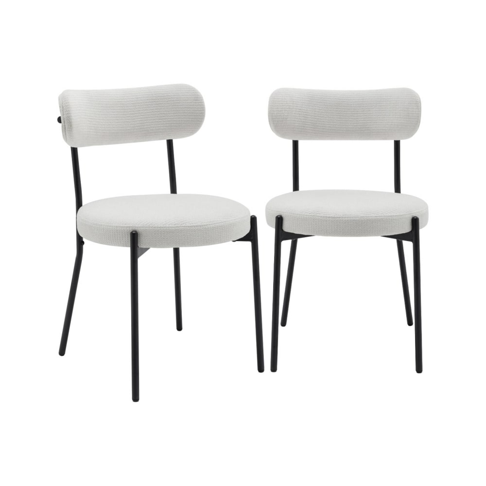 2er-Set Metallstühle mit weißem Chenille-Bezug - Maisons Du Monde