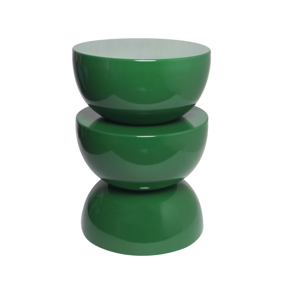 Table d'appoint en métal, bout de canapé effet glossy vert foncé