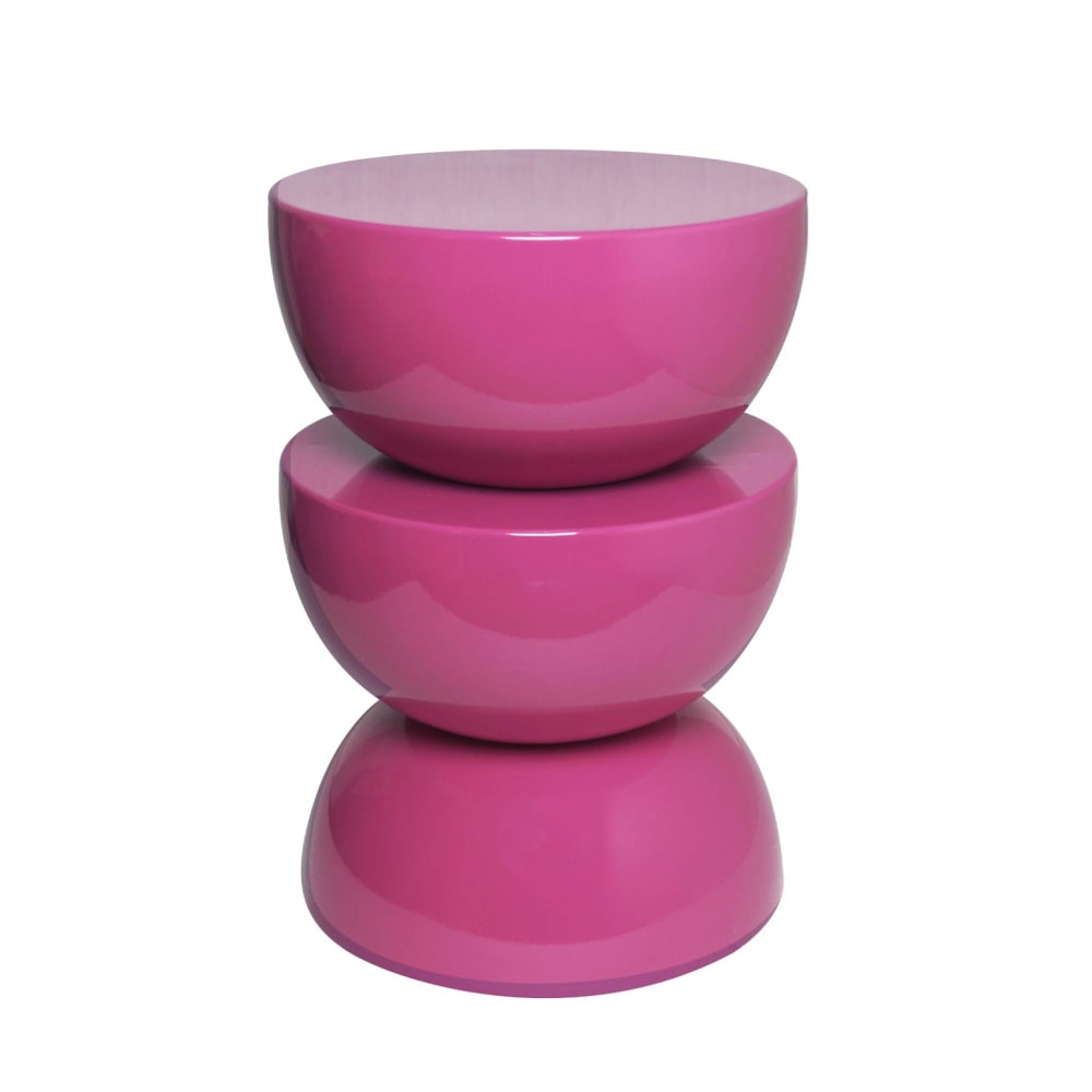 Table d'appoint en métal, bout de canapé effet glossy rose