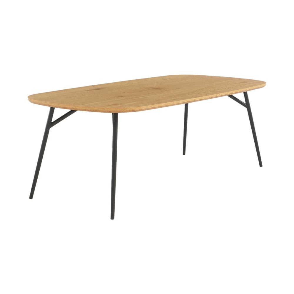 Table basse rectangulaire effet chêne pieds métal noir