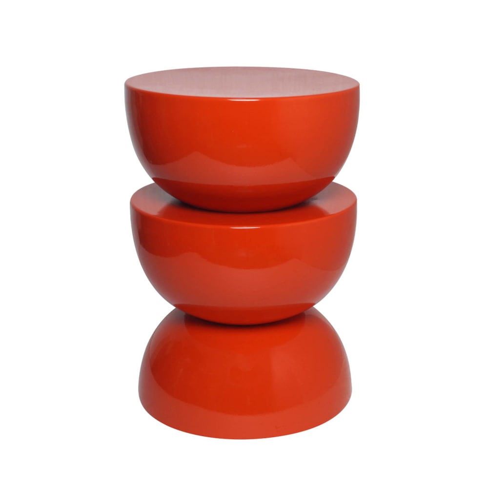 Table d'appoint en métal, bout de canapé effet glossy orange