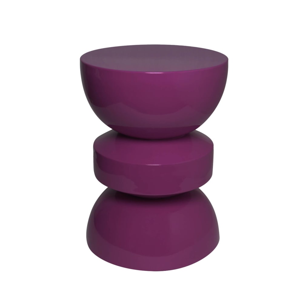 Table d'appoint en métal bout de canapé effet glossy violet d32