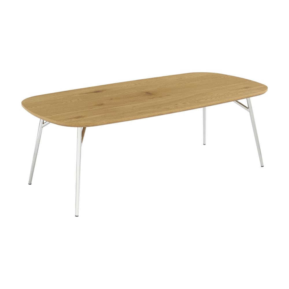 Table basse rectangulaire pieds chromés 120cm chêne