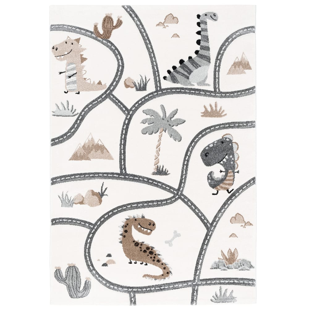 Tapis de jeu dinosaures beige 200x290 cm