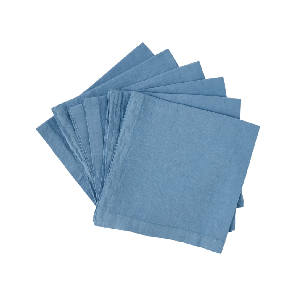 Lot de 6 serviettes en lin et en coton 45 x 45 cm bleu