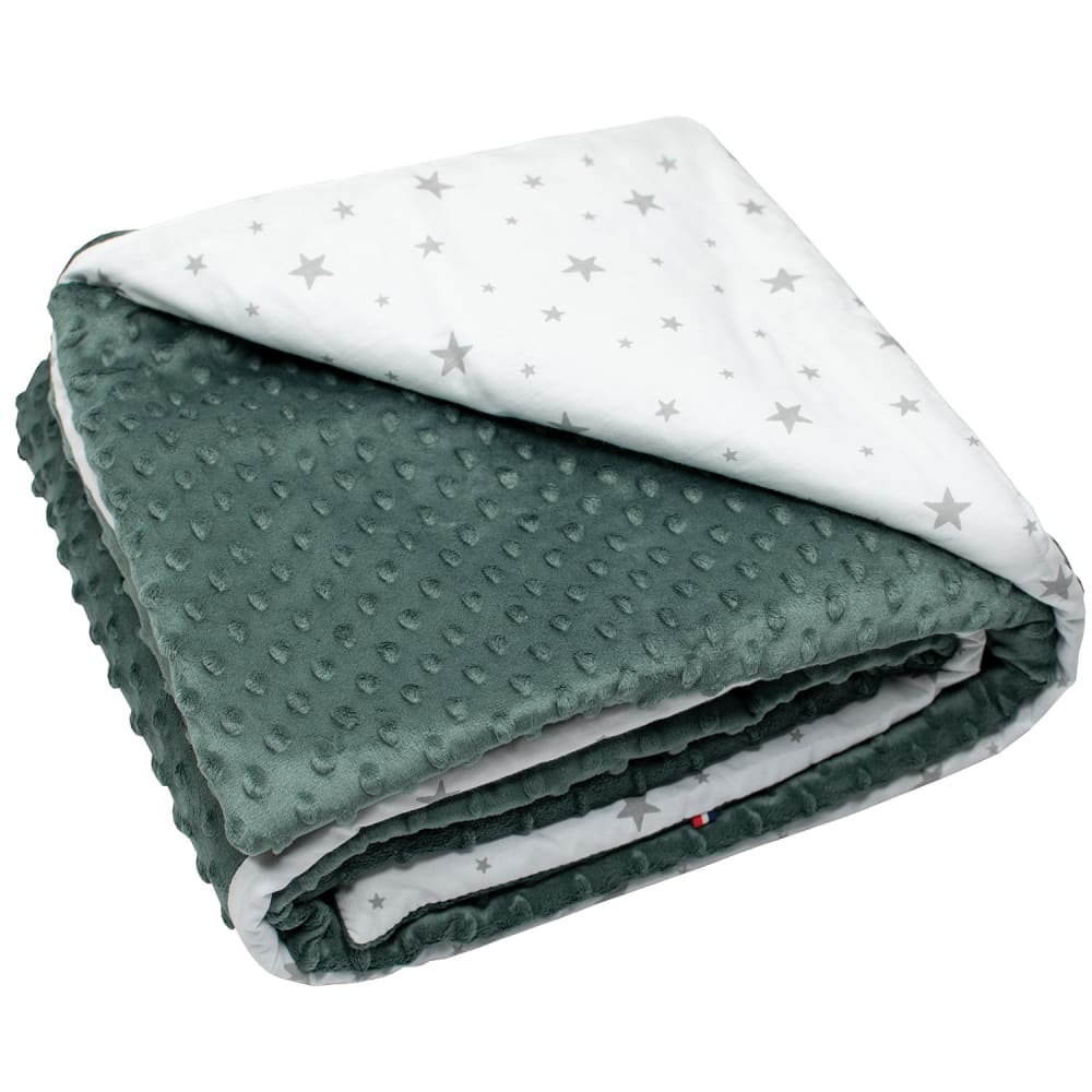 Couverture bébé enfant réversible en minky vert 100x70 cm