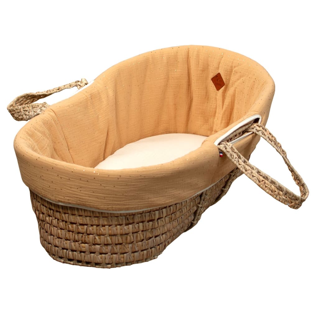 Habillage couffin bébé gaze de coton camel taille unique