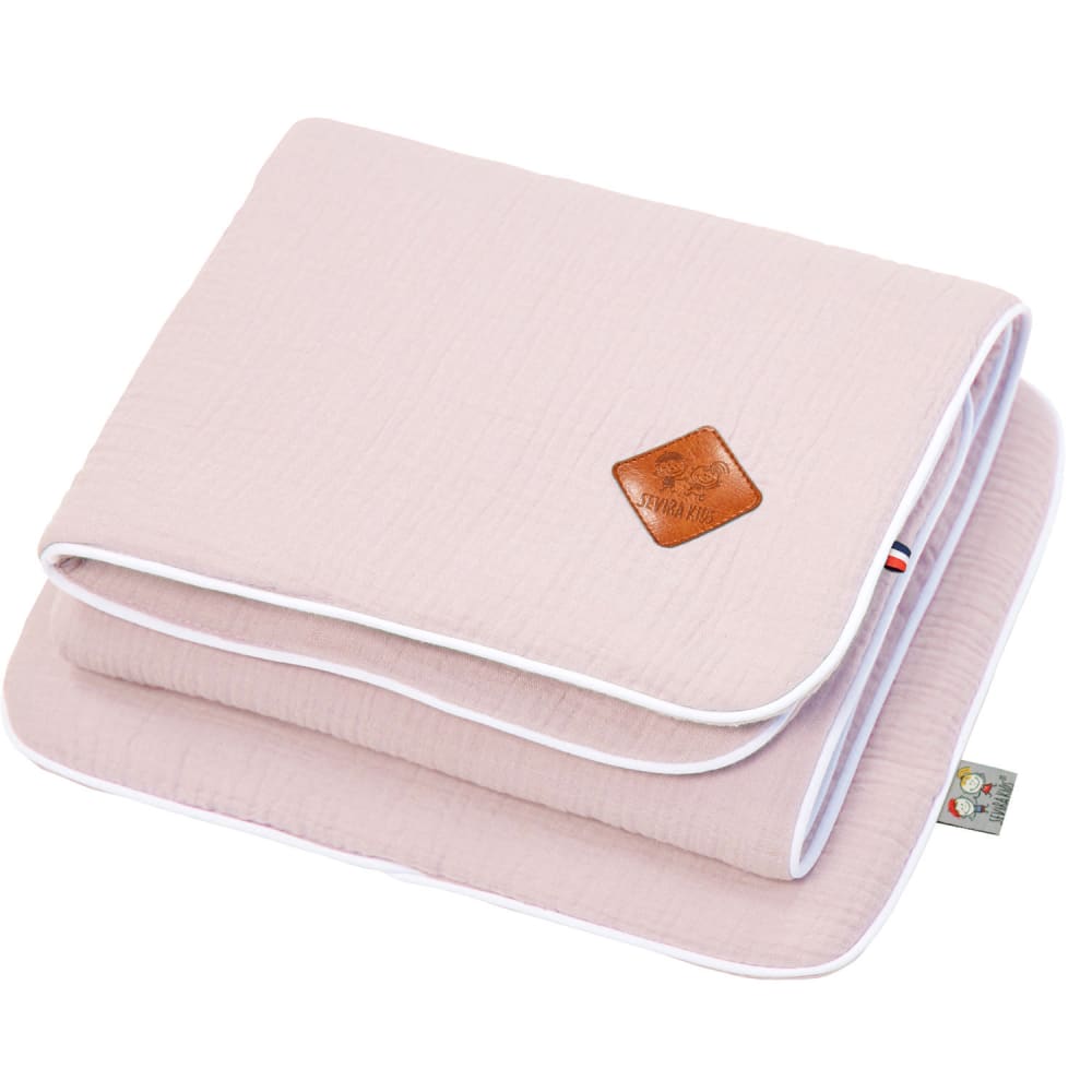Set berceau coussin couverture bébé double gaze rose 50x70 cm
