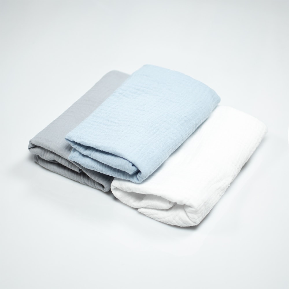 3er spannbettlaken babywiege baumwollgaze blau - Maisons Du Monde