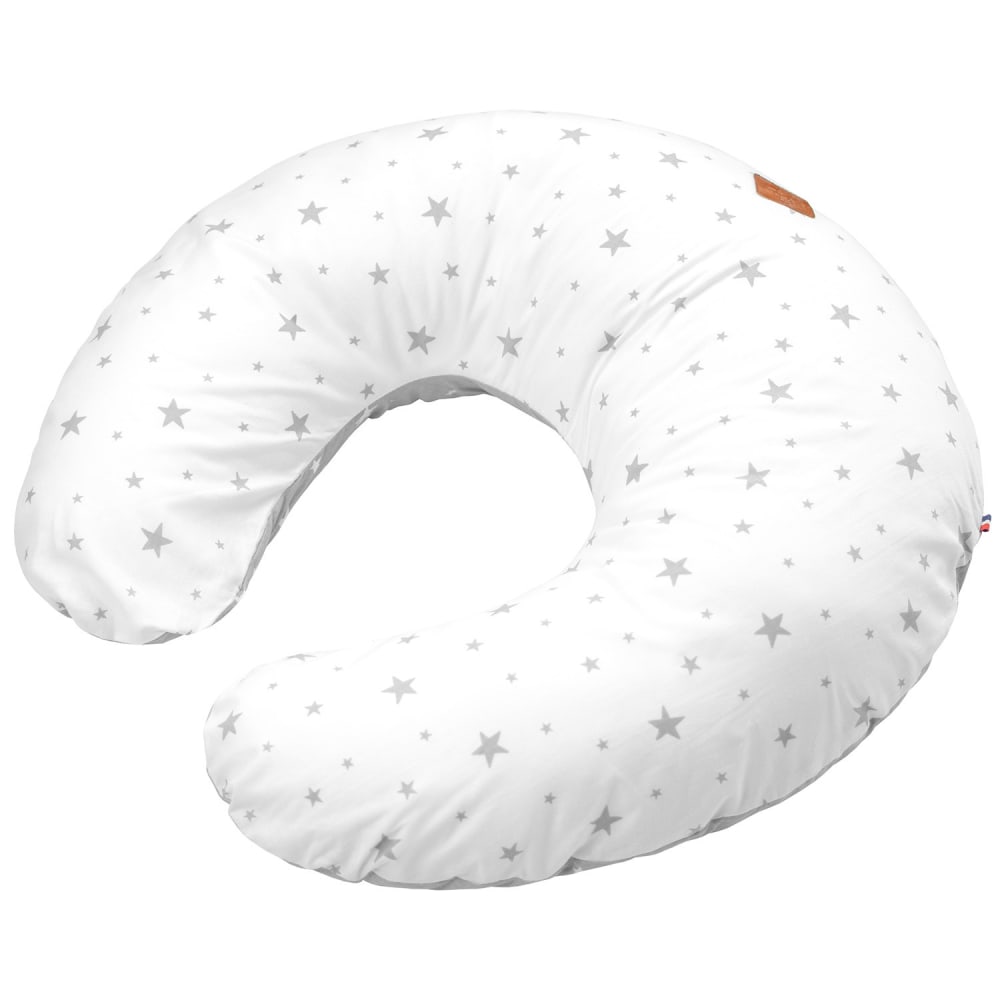 Coussin d'allaitement déhoussable en coton Gris 120x25 cm
