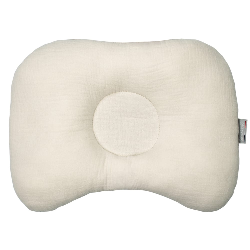 Coussin cale tête bébé en gaze de coton beige 30x25 cm