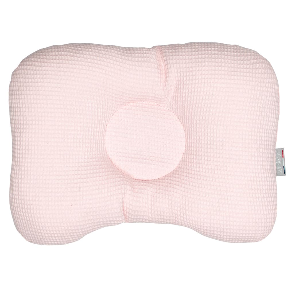 Coussin cale tête bébé en coton rose 30 cmx25 cm