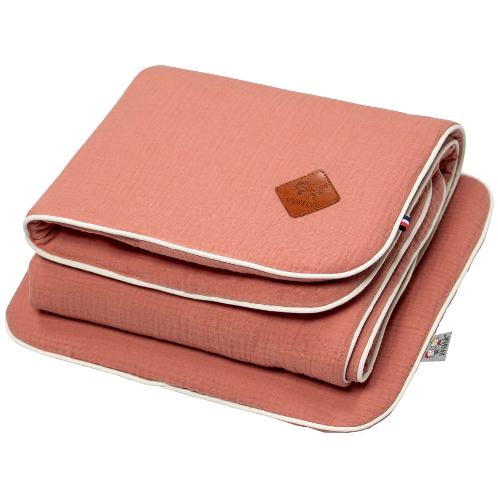 Set berceau coussin couverture bébé double gaze terracotta 50x70 cm