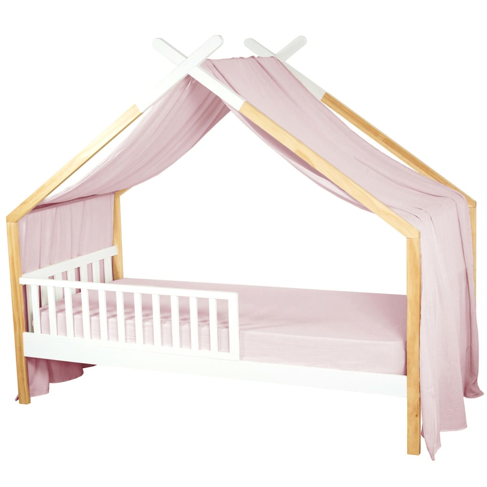 Ciel de lit cabane enfant - rose