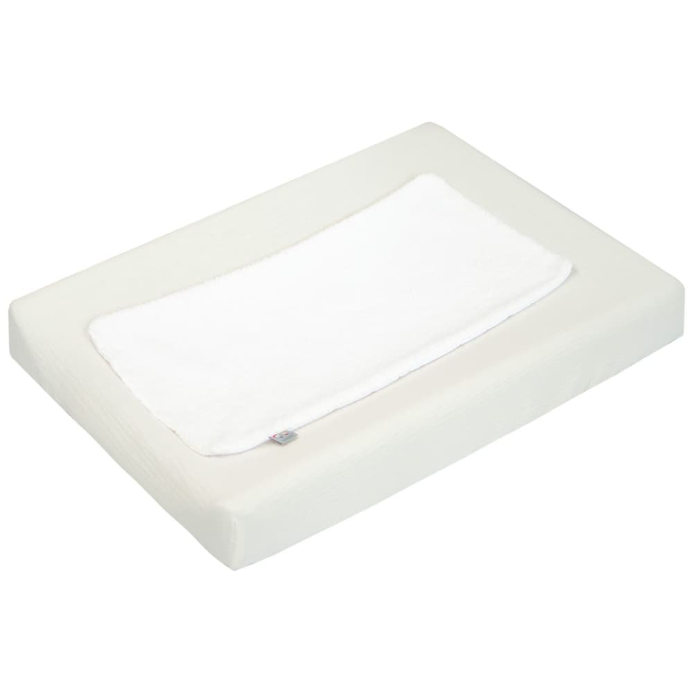 Housse matelas à langer bébé + tapis gaze de coton écru 70x50 cm