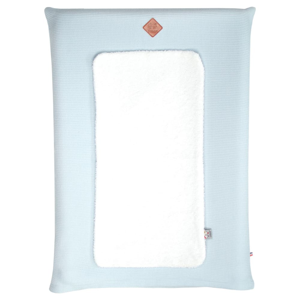 Housse matelas à langer bébé + tapis en coton bleu 70x50 cm