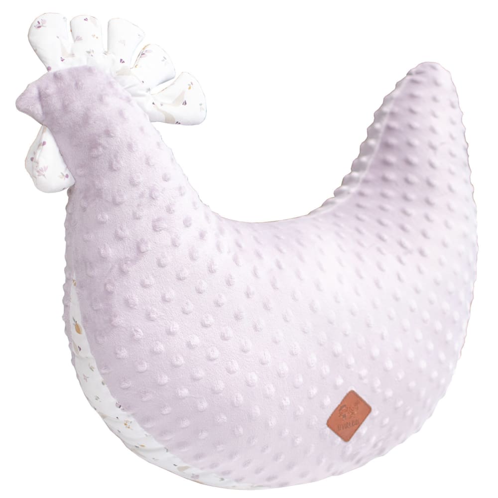 Coussin d'allaitement poule en minky lilas 50x40 cm