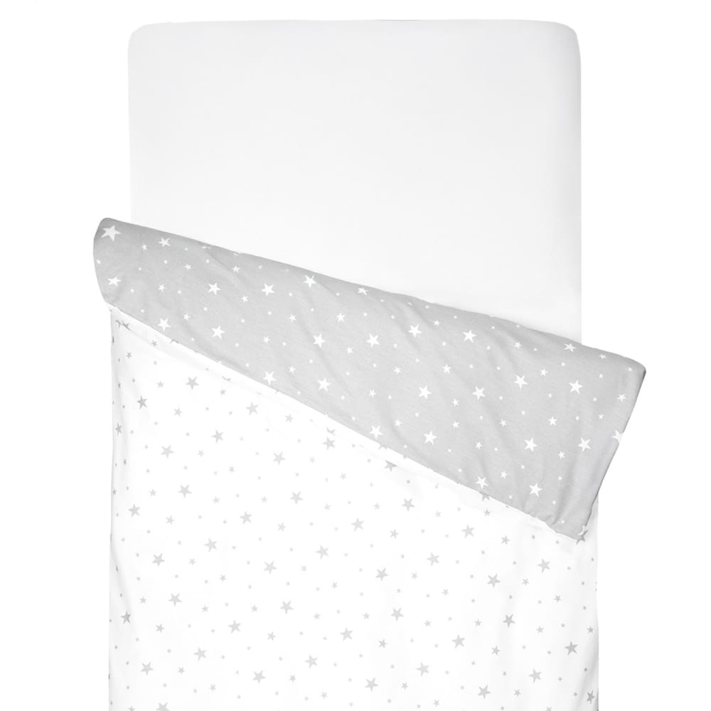 Housse de couette bébé réversible en coton Blanc 80x120 cm