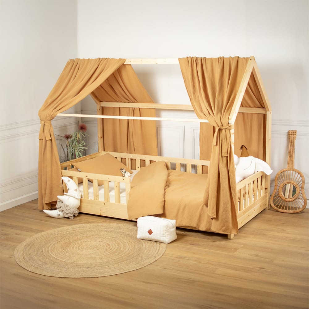 Double ciel de lit cabane - camel