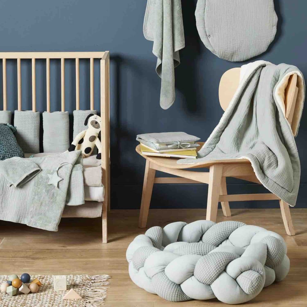 Tresse de lit bébé universelle nid d'abeille vert de gris 20x200 cm - image 2