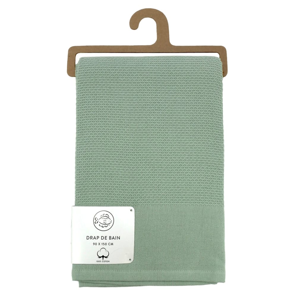 Drap de bain Waffle sauge  90x150cm 355g/m²