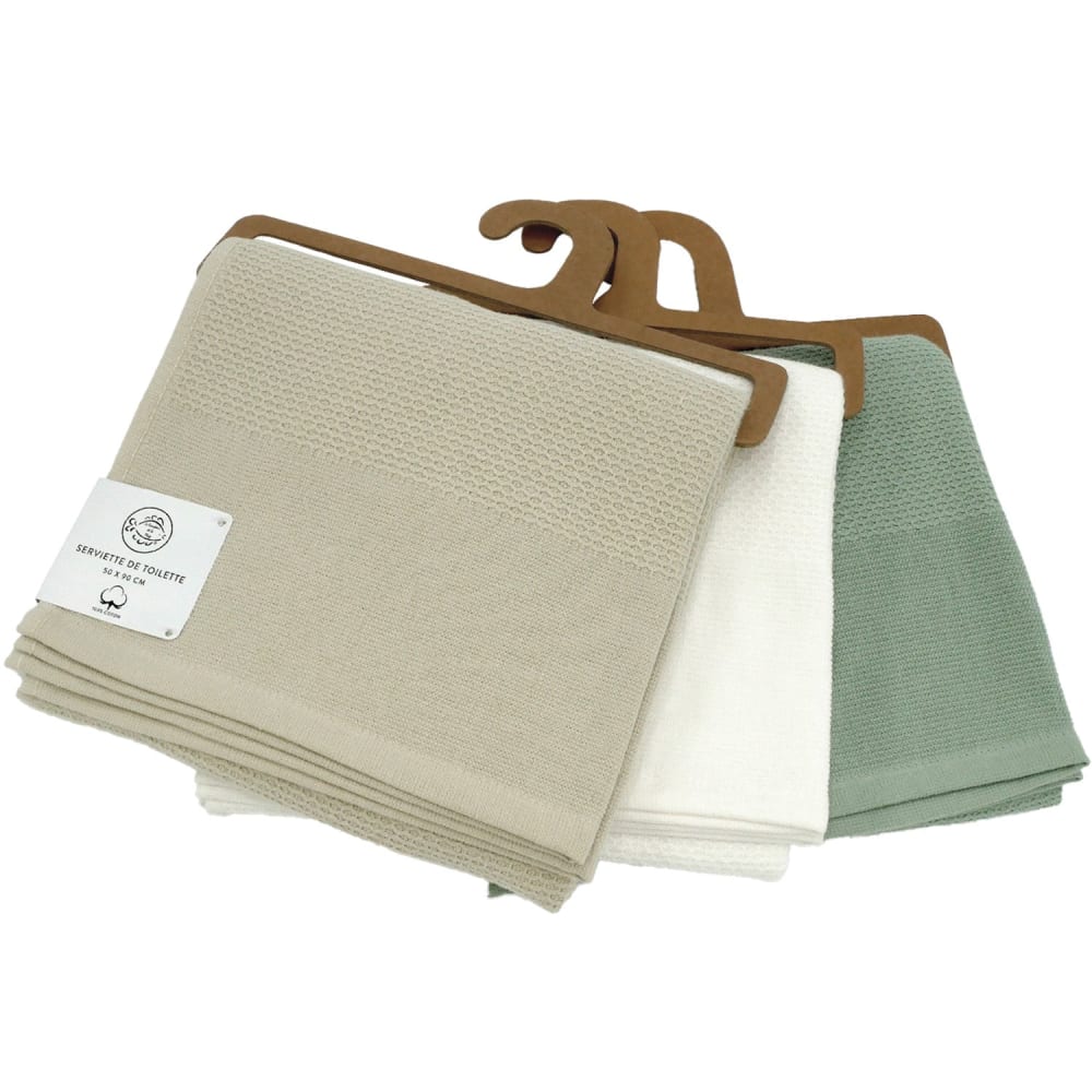 Serviette de toilette Waffle sauge 50x90cm 355g/m² - Maisons du Monde