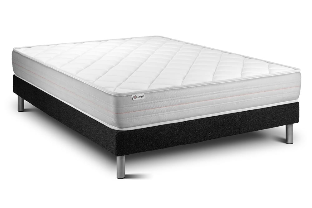 Ensemble 140x190 Matelas Mémoire de forme Sommier Gris