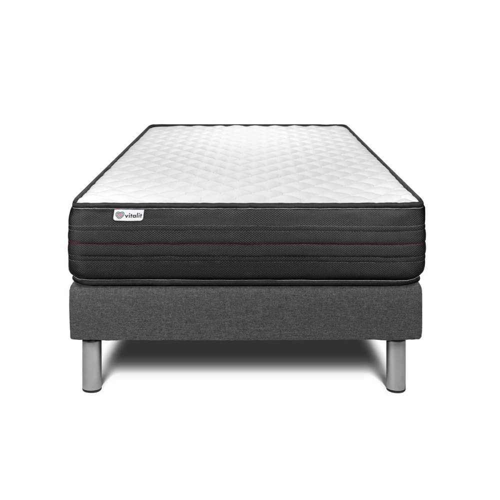 Ensemble 90x190 Matelas Mémoire de forme Sommier kit Gris
