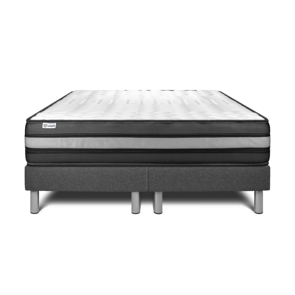Ensemble 2x90x200 Matelas Mémoire de forme Sommier Gris