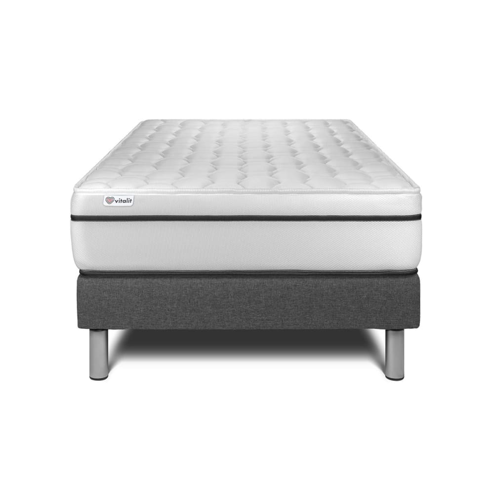 Ensemble 90x200 Matelas Mémoire de forme Sommier kit Gris