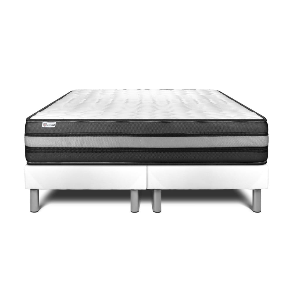 Ensemble 2x100x200 Matelas Mémoire de forme Sommier Blanc