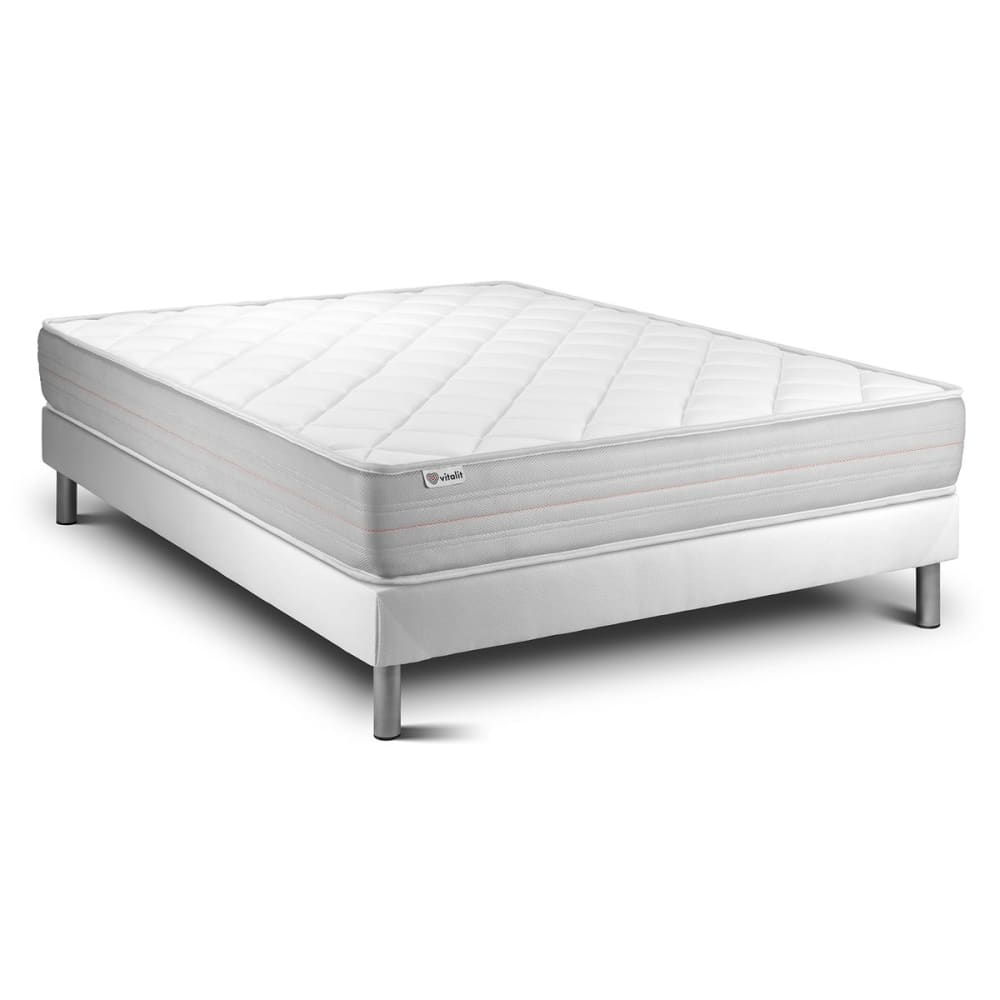 Ensemble 140x200 Matelas Mémoire de forme Sommier kit Blanc