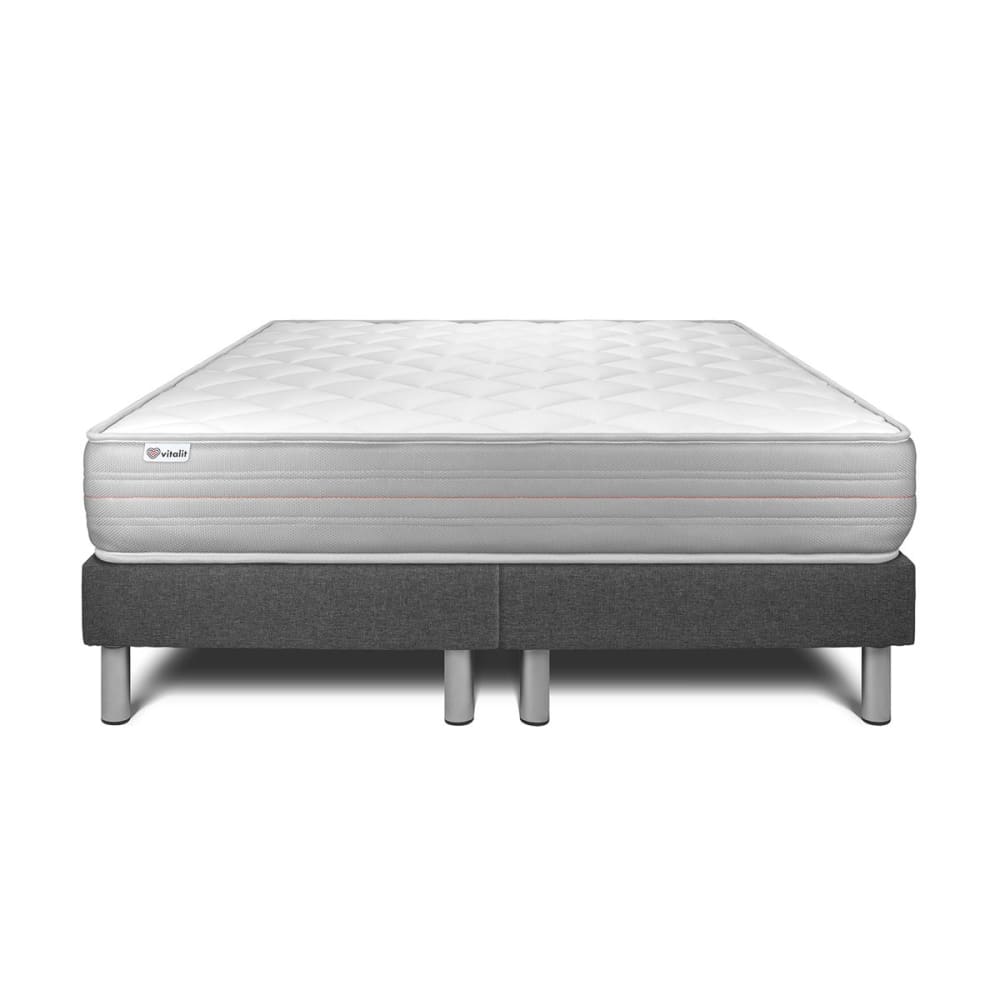 Ensemble 2x90x200 Matelas Mémoire de forme Sommier Gris