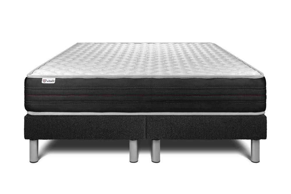 Ensemble 2x90x200 Matelas Mémoire de forme Sommier Noir