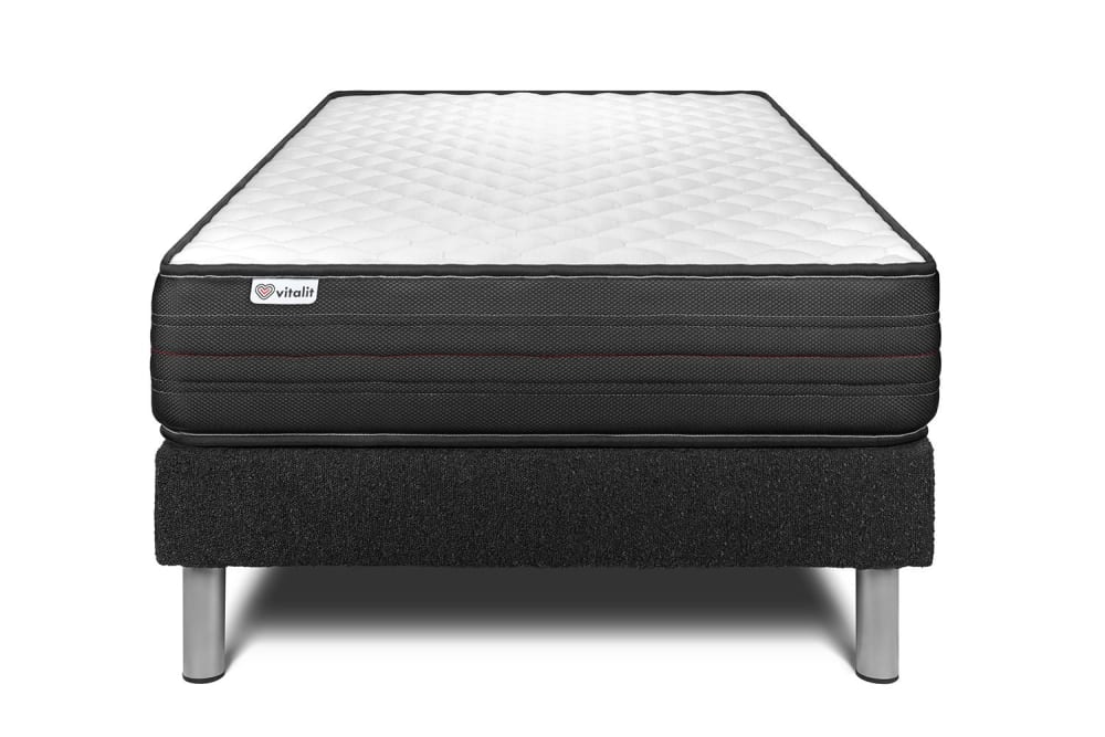 Ensemble 90x190 Matelas Mémoire de forme Sommier Noir