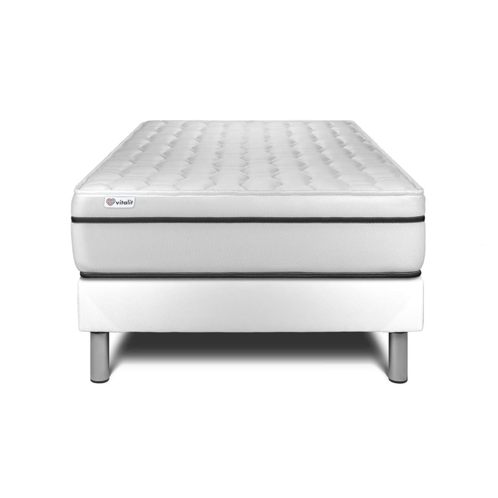 Ensemble 90x190 Matelas Mémoire de forme Sommier kit Blanc