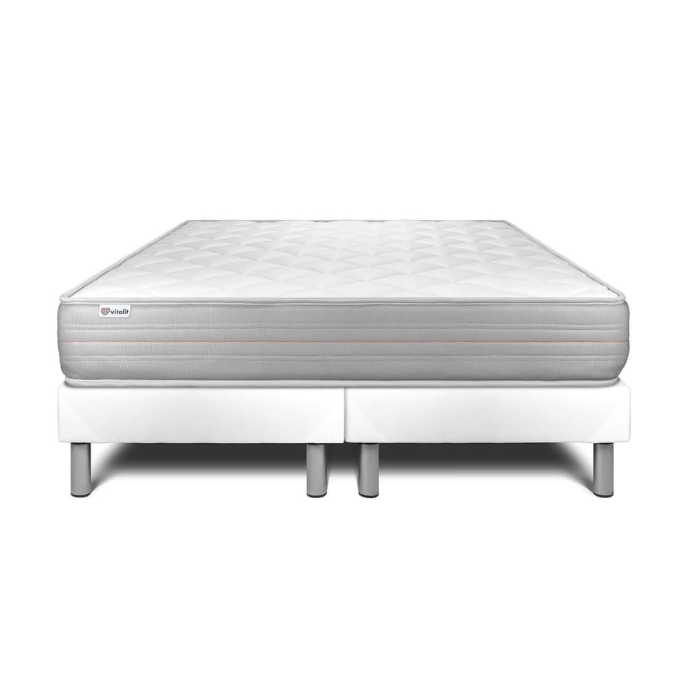 Ensemble 2x90x200 Matelas Mémoire de forme Sommier Blanc